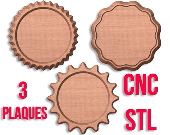 3 CNC Plaques Signs Badges Shields pattern 3D designs for your CNC router / stl file