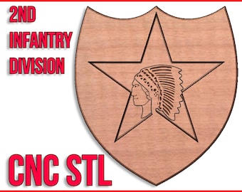 US Army 2nd Infantry Division Indianhead 2nd ID Insignia cnc pattern 3D design for your CNC router / stl file