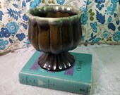 Vintage Green Ceramic Planter Avocado Drip Glaze Indoor Container Garden Mid Century Home Decor Non Profit Free Shipping