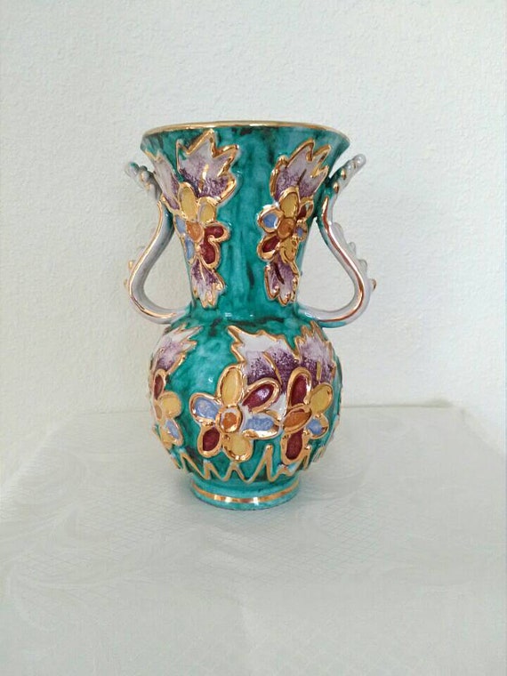 Sale Price Italian Multicolor Art Nouveau Hand Painted Vase Etsy