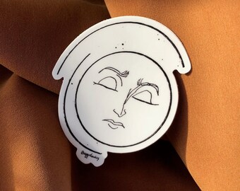 Pegatina de Mujer en la Luna – Vinilo Celestial Mate para Portátil
