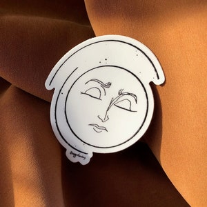 Woman in the Moon 3&quot; x 2.45&quot; Sticker - Meggy in the Making Original - Full Moon Space Celestial Astrology Laptop Decal Stars Constellation