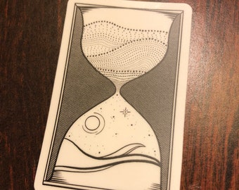 Pegatina de reloj de arena celestial - Arte cosmos minimalista