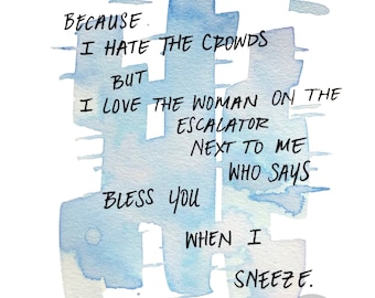 Impresión artística del poema "Multitudes" - Impresión Giclée firmada de Nueva York