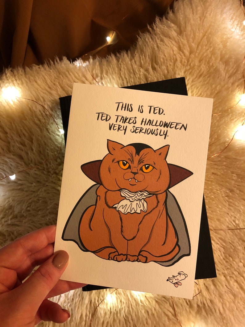 Halloween Vampire Cat This is Ted Cats Dressed Up in Costumes Home Decor Funny Art Fall Autumn Gifts for Anyone 5 x 7 Art Print