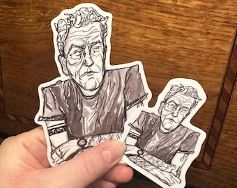 Pegatina de Anthony Bourdain: vinilo brillante, arte resistente a la intemperie