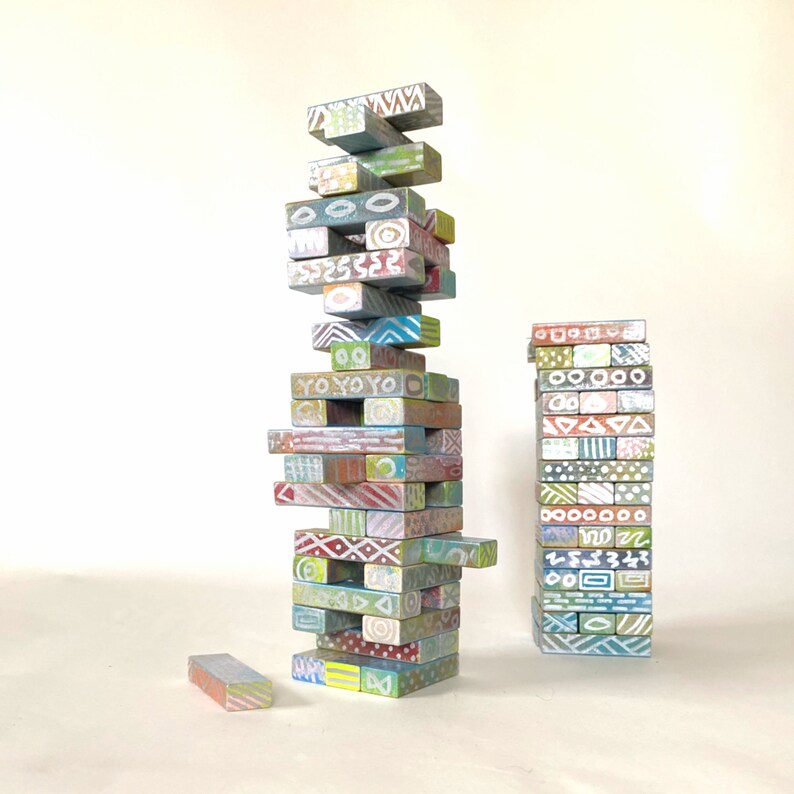 Custom Painted Jenga Set Tumbling Tower With Fun Colors & Etsy