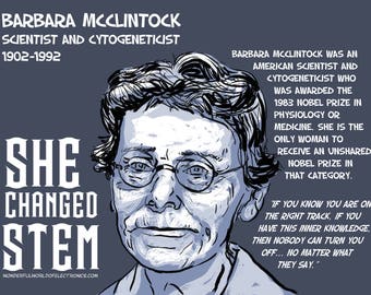 Barbara McClintock, póster digital, serie SHE CHANGED STEM. Archivo descargable (Campaña de financiación)