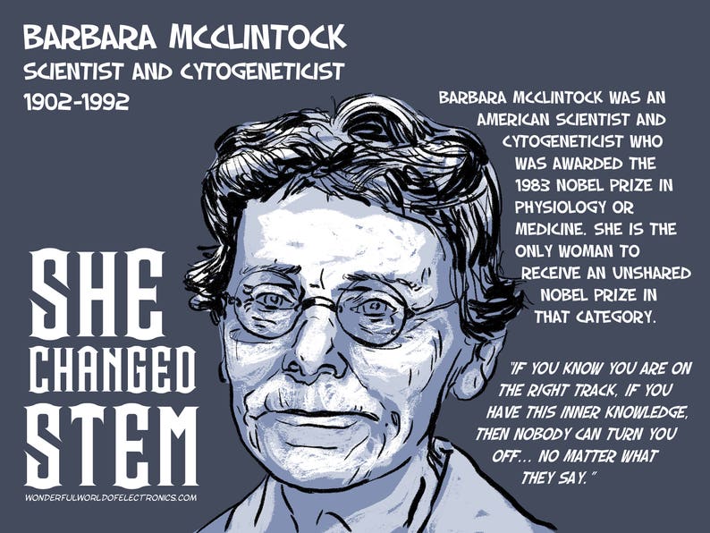 Barbara McClintock, digital Poster, SHE CHANGED STEM series. Downloadable file Funding Campaign image 1
