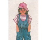 Adorable Jiffy to Sew One Piece Romper or Jumpsuit Simplicity 7926 Size 5 to 6X Elastic Waist Patch Pockets Cut and Complete