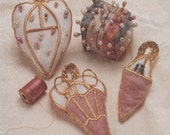 Vintage 1995 Victorian Sewing Accessories McCalls 7569 Needle Book, Pinwheel and Strawberry Emery, Pincushion Shoe and Cube, Thimble Holder