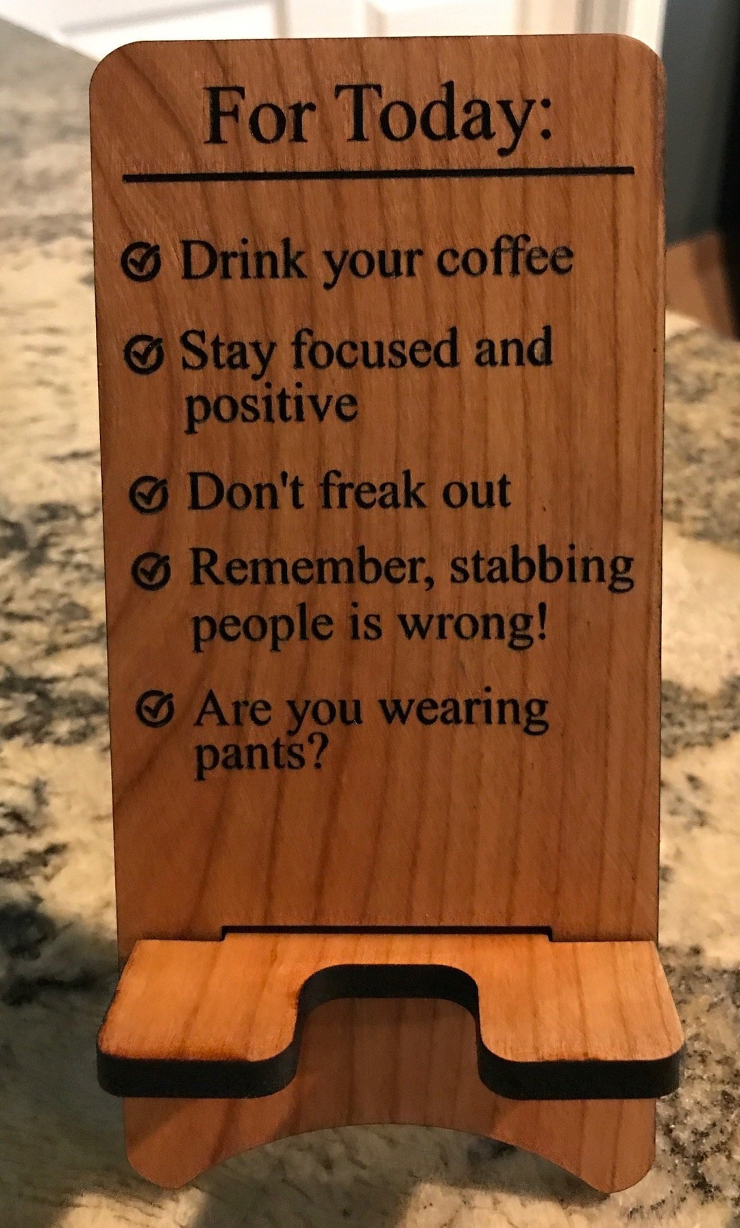 Solid Cherry Desk Organizer Todo List Phone Stand for Home or Office