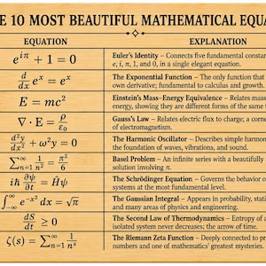 10 Most Beautiful Mathematical Equations Cutting Board | Engraved Bamboo Math Gift | Engineer, Professor & Physicist Gift