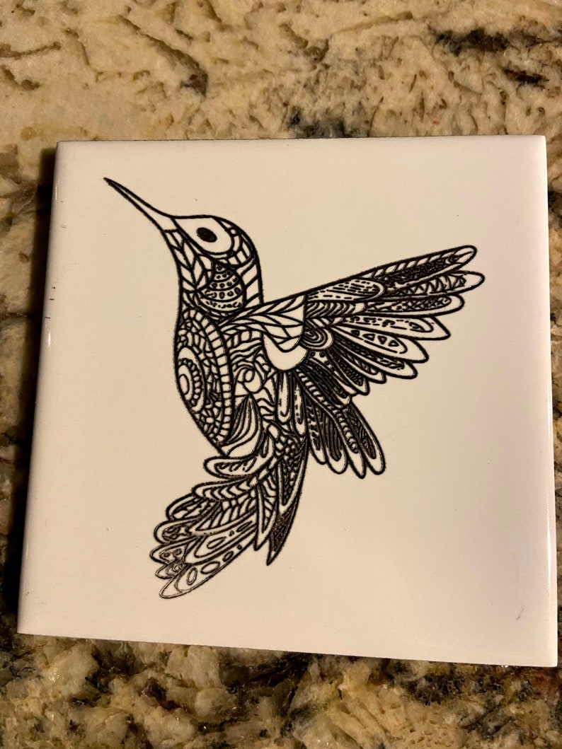 Laser etching on 4 x 4 inch white ceramic tile | Etsy