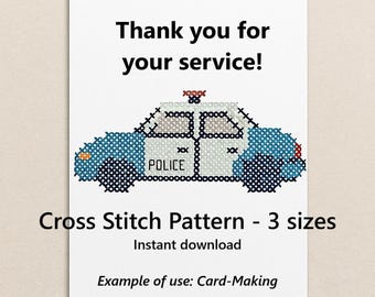 Police Car Cross Stitch Pattern: Emergency Vehicle Design (PDF Pattern)