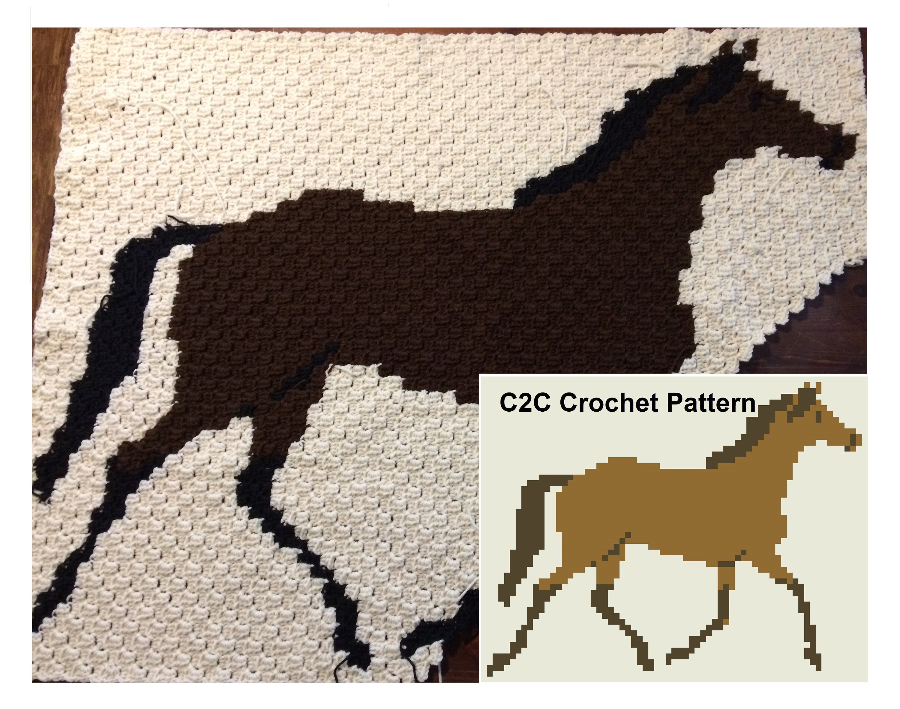 Crochet C2C horse blanket pattern only afghan stroller sized Etsy