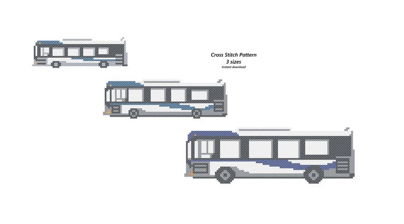 Realistic Bus Cross Stitch Pattern: Transportation Theme (PDF Pattern ...