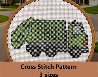 Garbage Truck Cross Stitch Pattern: Beginner DIY Gift (Instant Download)