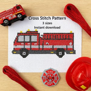 Feuerwehrauto Kreuzstich Stickmuster PDF