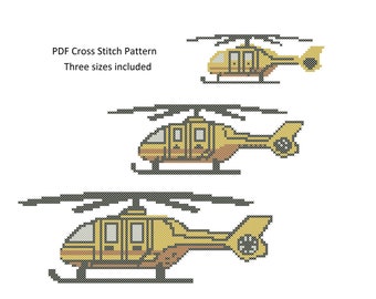 Helicopter Cross Stitch Pattern - PDF Instant Download - Modern Stitch - Nursery Gift