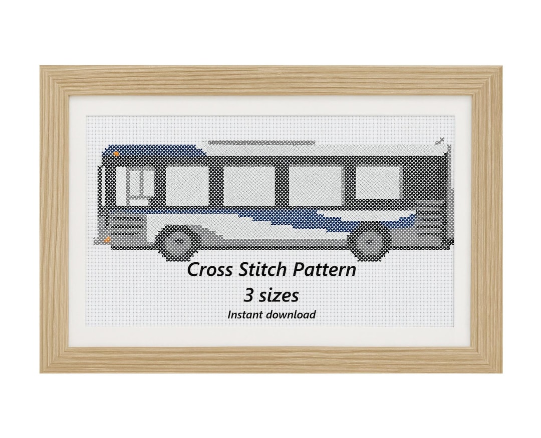 Realistic Bus Cross Stitch Pattern: Transportation Theme (PDF Pattern ...