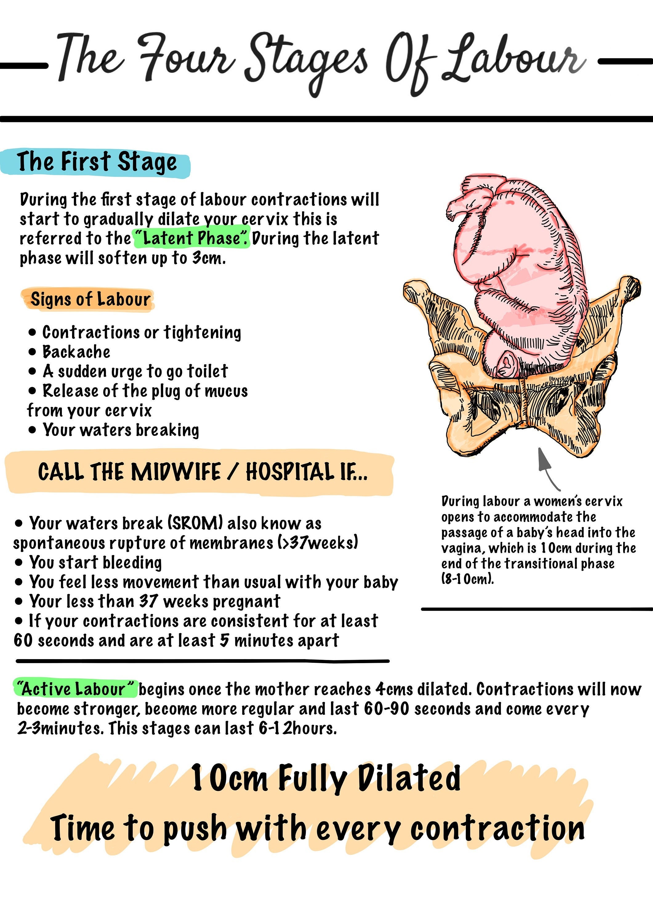 The Four Stages of Labour Part 1 | Etsy