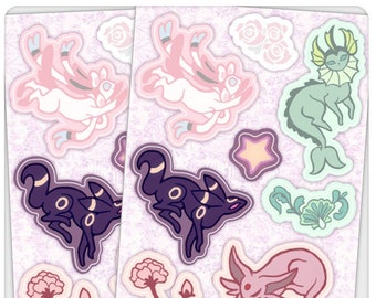 Eevee Pattern Vinyl Sticker Sheet, by Cryptovolans