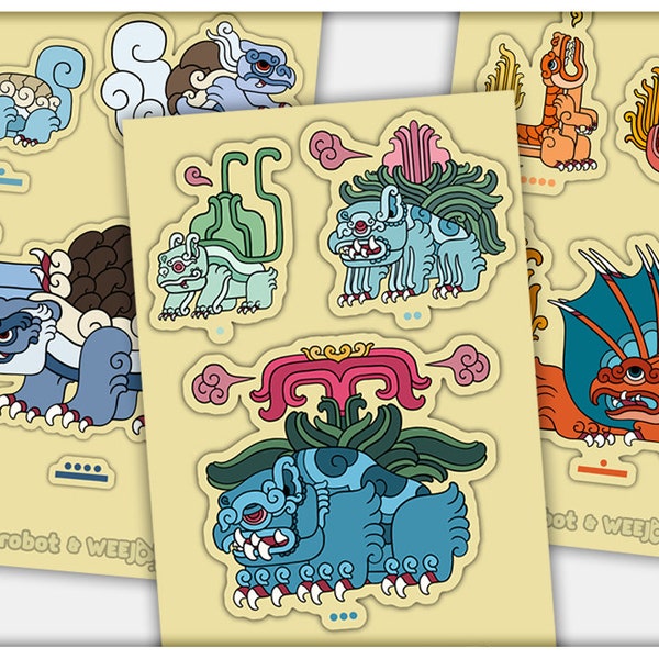 Pokemayan Starters Vinyl Sticker Sheet, by Monarobot