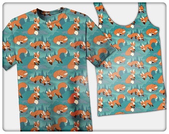 Fox Pattern Shirts (unisex t-shirts, fitted tees, racerback tank tops), by Bluehalo