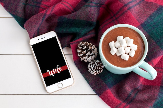Thin Red Line Wife Iphone Wallpaper Iphone 6 Iphone 7 Etsy