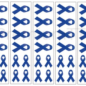 40 Dark Blue Ribbon Temporary Tattoos: Cancer Awareness Tattoo