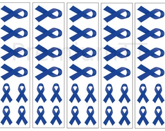 40 Dark Blue Ribbon Temporary Tattoos: Cancer Awareness Tattoo