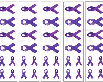 40 Purple Ribbon Temporary Tattoos: Pancreatic Cancer Awareness Tattoo