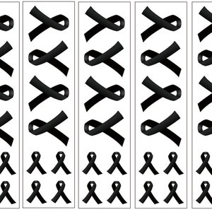 40 Black Ribbon Temporary Tattoos: Awareness Tattoo