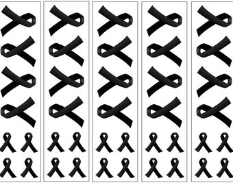 40 Black Ribbon Temporary Tattoos: Awareness Tattoo