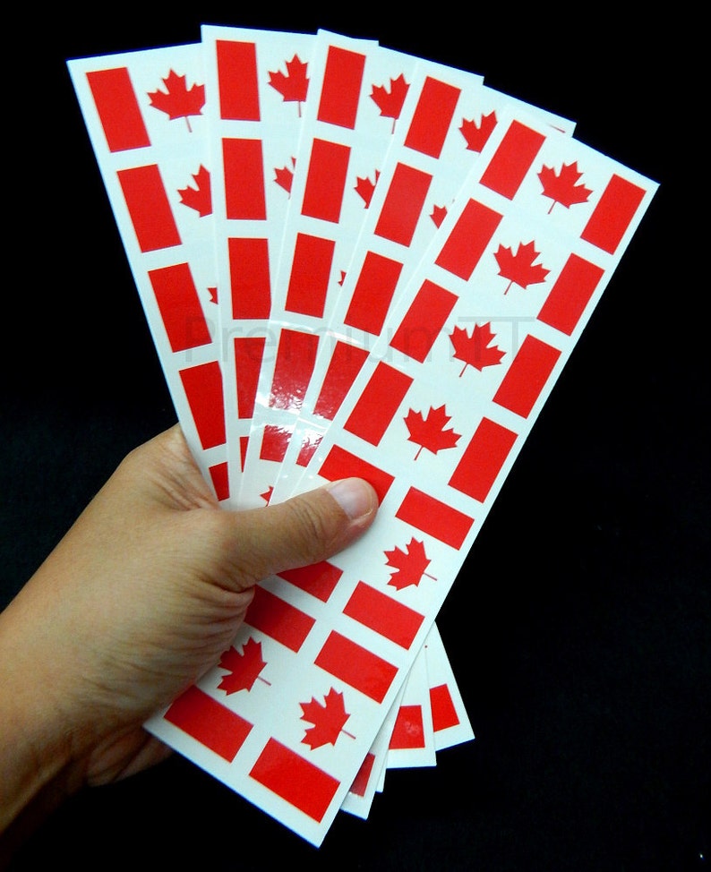 40 Removable Stickers Canada Flag Canadian Party Favors Etsy