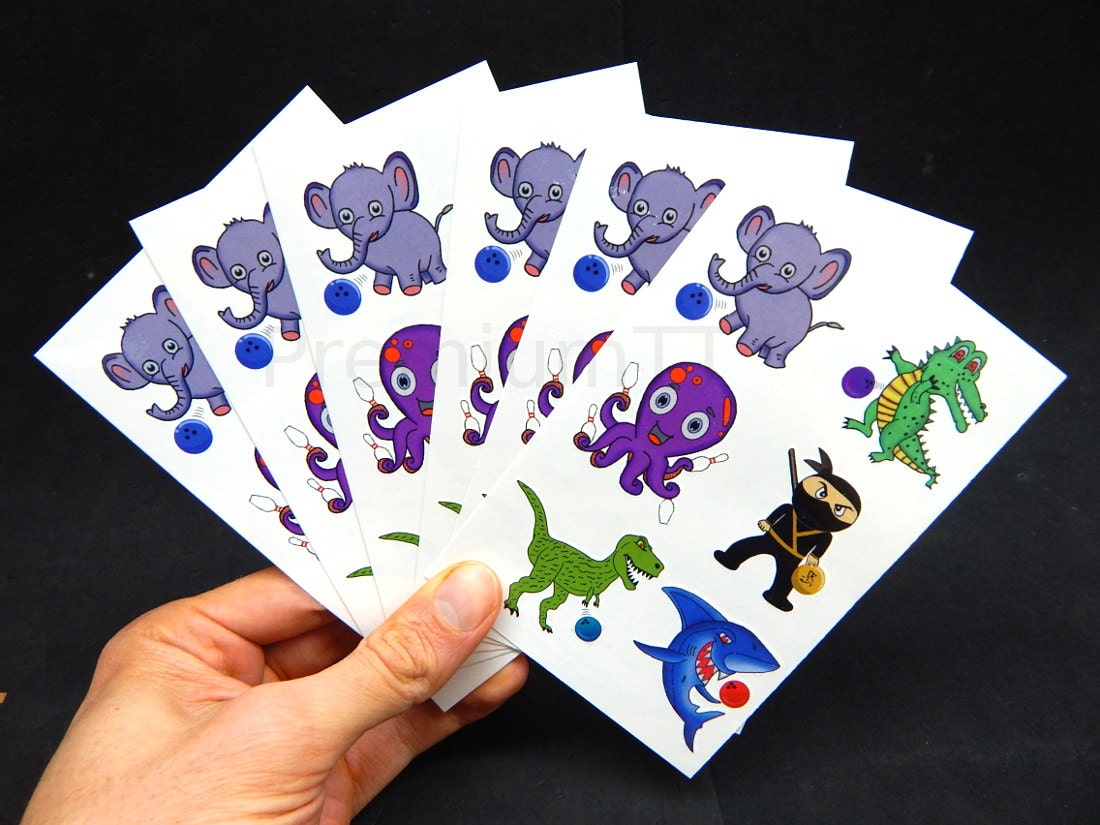 Premium Bowling Temporary Tattoos, Party Favors