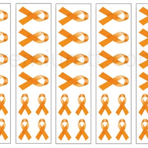 40 Orange Ribbon Temporary Tattoos: Cancer Awareness Tattoo