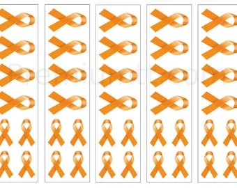 40 Orange Ribbon Temporary Tattoos: Cancer Awareness Tattoo