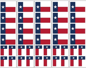 40 Removable Stickers: Texas State Flag, Texan Party Favors, Decals
