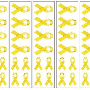 40 Yellow / Gold Ribbon Temporary Tattoos: Cancer Awareness Tattoo