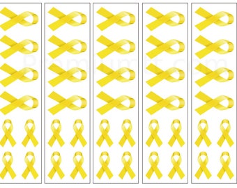 40 Yellow / Gold Ribbon Temporary Tattoos: Cancer Awareness Tattoo