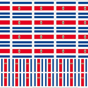 40 Removable Stickers: Costa Rica Flag, Party Favors, Decals