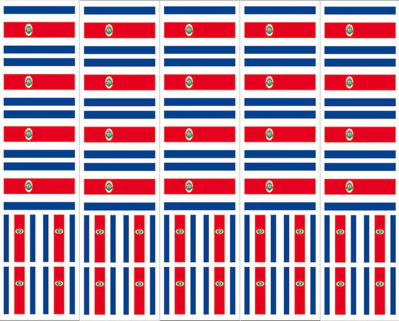 40 Removable Stickers Costa Rica Flag Party Favors Decals Etsy