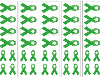 40 Green Ribbon Temporary Tattoos: Cancer Awareness Tattoo