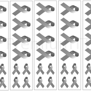 40 Grey / Gray Ribbon Temporary Tattoos: Brain Cancer Awareness Tattoo
