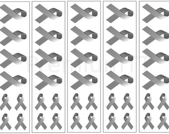 40 Grey / Gray Ribbon Temporary Tattoos: Brain Cancer Awareness Tattoo