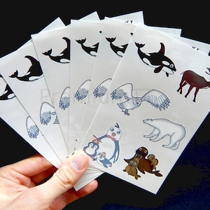 Arctic Animal Temporary Tattoos: Polar Bear, Penguin, Orca - 36 Total