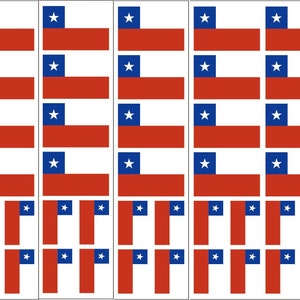 40 Removable Stickers: Chile Flag, Chilean Party Favors, Decals