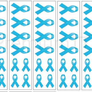 40 Light Blue Ribbon Temporary Tattoos: Cancer Awareness Tattoo